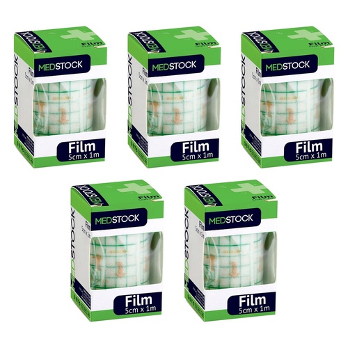 Medstock Film Dressing Roll 5cm x 1m 1 Roll Pack of 5