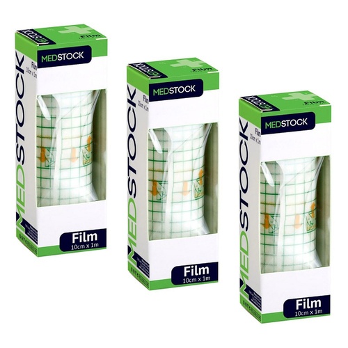 Medstock Film Dressing Roll 10cm x 1m 1 Roll Pack of 3