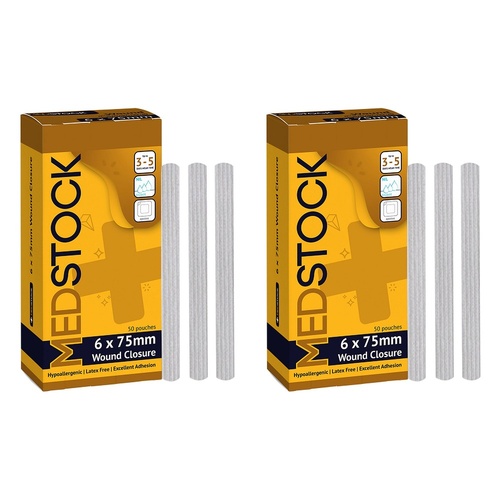 Medstock Wound Closure Strips 6mm x 75mm 50 Pack Bundle of 2