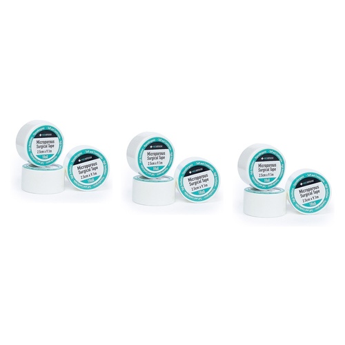 Medstock Microporous Tape 2.5cm x 9.1m 1 Roll x 12 Bundle of 3