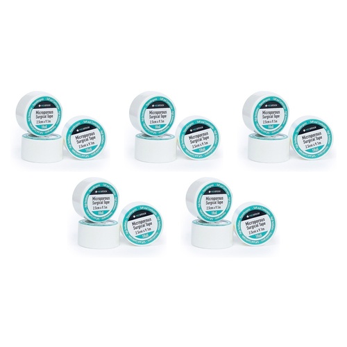 Medstock Microporous Tape 2.5cm x 9.1m 1 Roll x 12 Bundle of 5