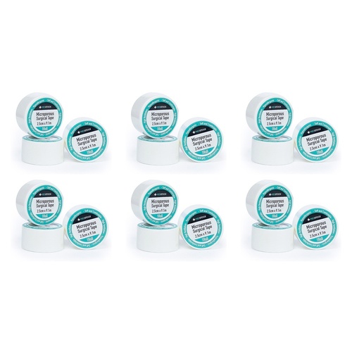 Medstock Microporous Tape 2.5cm x 9.1m 1 Roll x 12 Bundle of 6