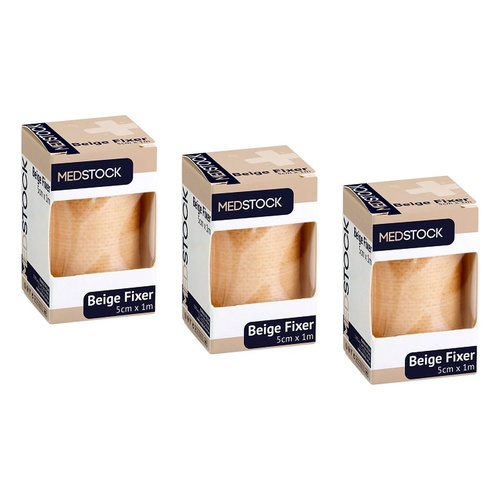 Medstock Beige Fabric Fixer Roll 5cm x 1m 1 Roll Pack of 3