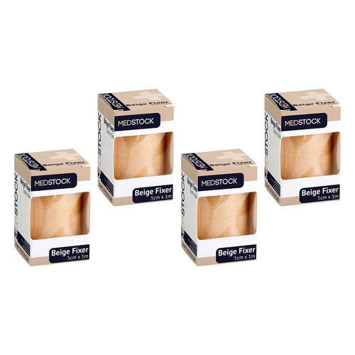 Medstock Beige Fabric Fixer Roll 5cm x 1m 1 Roll Pack of 4