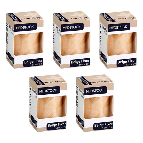 Medstock Beige Fabric Fixer Roll 5cm x 1m 1 Roll Pack of 5