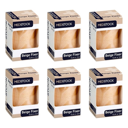 Medstock Beige Fabric Fixer Roll 5cm x 1m 1 Roll Pack of 6