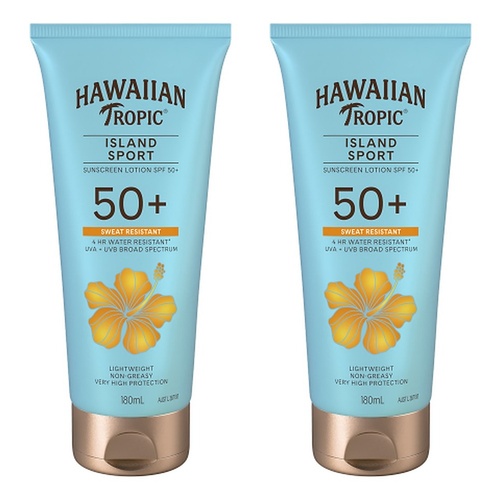 Hawaiian Tropic Island Sport Sunscreen Lotion SPF50+ 180mL Pack of 2