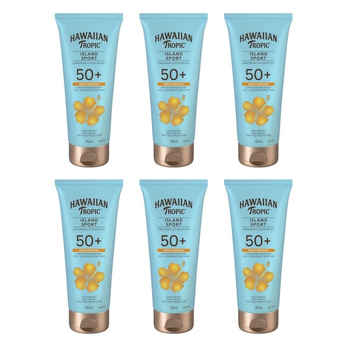 Hawaiian Tropic Island Sport Sunscreen Lotion SPF50+ 180mL Pack of 6