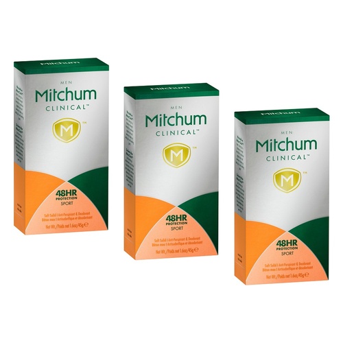 Mitchum Clinical Men Antiperspirant Deodorant Sport 45g Pack of 3