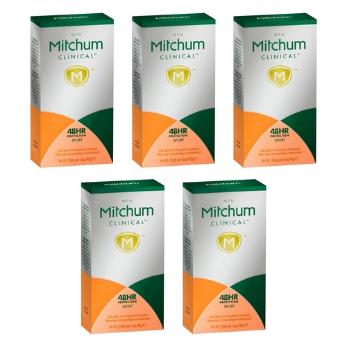 Mitchum Clinical Men Antiperspirant Deodorant Sport 45g Pack of 5