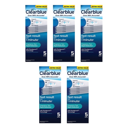 Clearblue Rapid Detection Pregnancy Test 5 Pack Bundle of 5