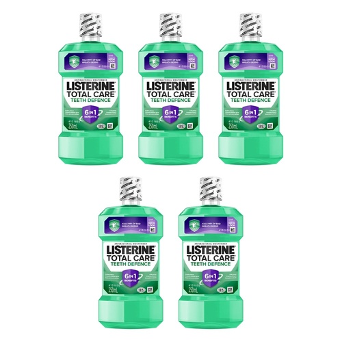 Listerine Total Care Teeth Defence Mouthwash 250mL Pack of 5