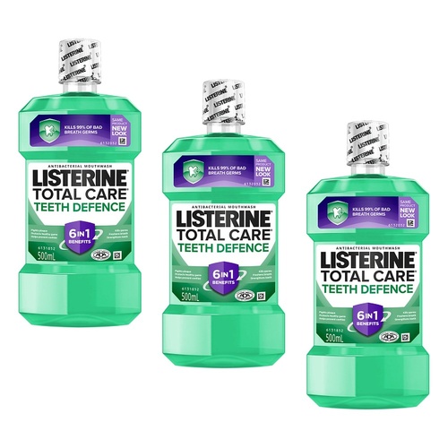 Listerine Total Care Teeth Defence Mouthwash 500mL Pack of 3