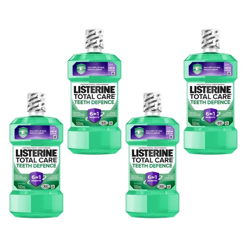 Listerine Total Care Teeth Defence Mouthwash 500mL Pack of 4