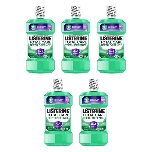 Listerine Total Care Teeth Defence Mouthwash 500mL Pack of 5