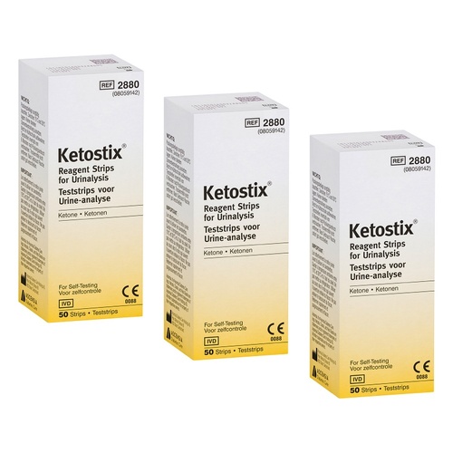 Ketostix Ketone Reagent Strips 50 Pack Bundle of 3