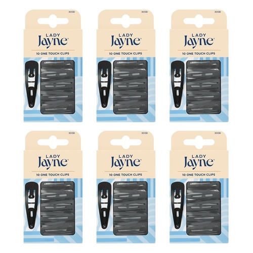 Lady Jayne Black One Touch Clips 10 Pack x 3 Bundle of 6