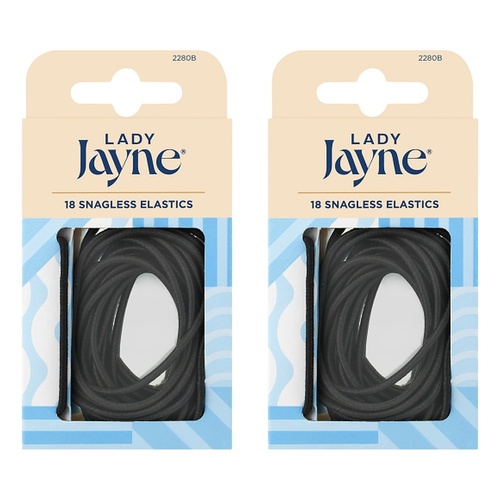 Lady Jayne Black Snagless Elastics 18 Pack Bundle of 2