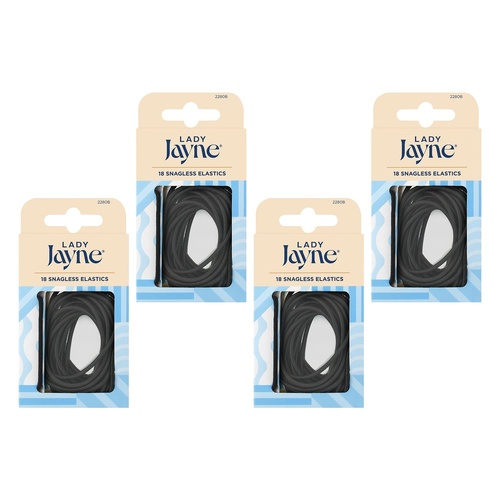 Lady Jayne Black Snagless Elastics 18 Pack Bundle of 4