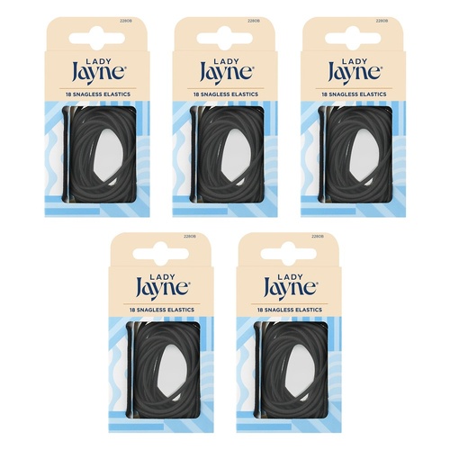 Lady Jayne Black Snagless Elastics 18 Pack Bundle of 5