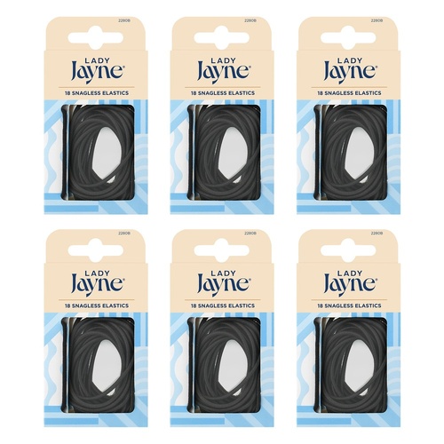Lady Jayne Black Snagless Elastics 18 Pack Bundle of 6