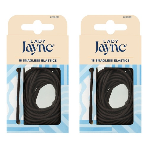 Lady Jayne Brown Snagless Elastics Pack of 2