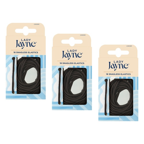 Lady Jayne Brown Snagless Elastics Pack of 3