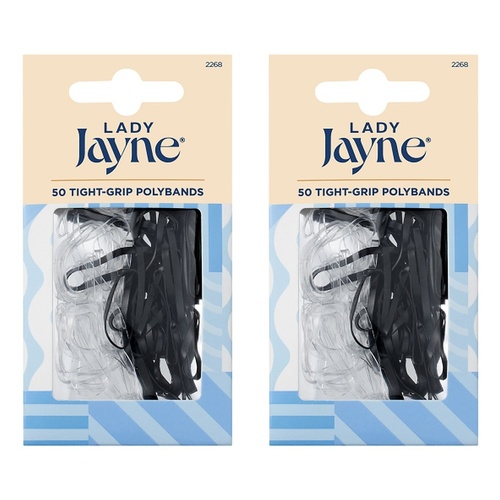 Lady Jayne Black Snagless Elastics 50 Pack x 3 Bundle of 2