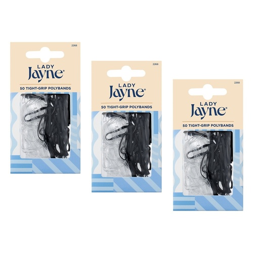 Lady Jayne Black Snagless Elastics 50 Pack x 3 Bundle of 3