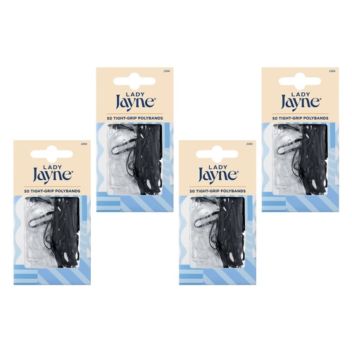 Lady Jayne Black Snagless Elastics 50 Pack x 3 Bundle of 4