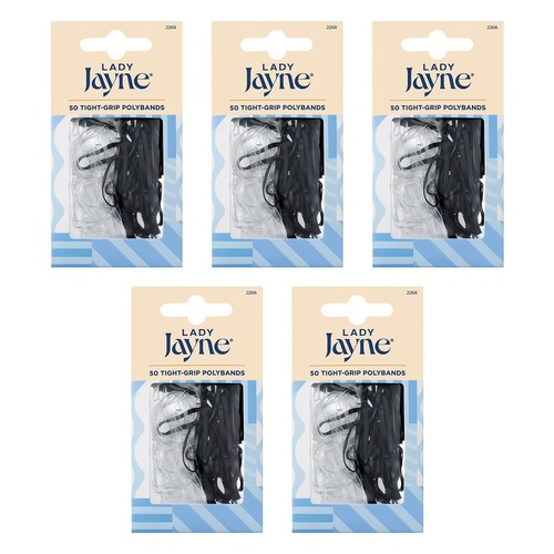 Lady Jayne Black Snagless Elastics 50 Pack x 3 Bundle of 5