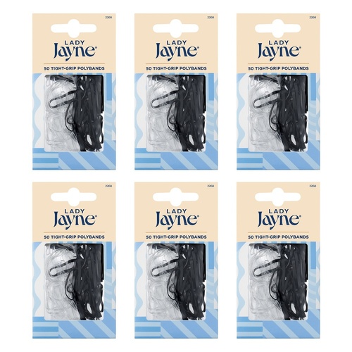 Lady Jayne Black Snagless Elastics 50 Pack x 3 Bundle of 6