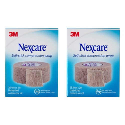 Nexcare Self Stick Compression Wrap 25mm Unstretched 2 Metres Pack of 2