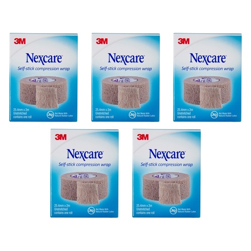 Nexcare Self Stick Compression Wrap 25mm Unstretched 2 Metres Pack of 5