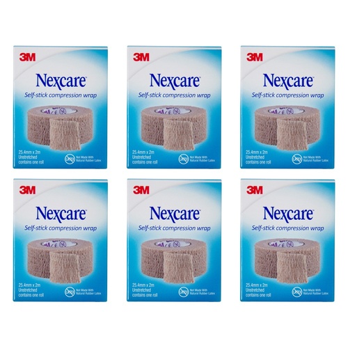 Nexcare Self Stick Compression Wrap 25mm Unstretched 2 Metres Pack of 6