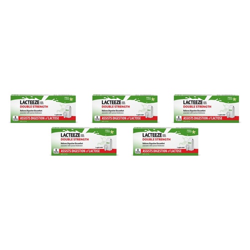 Lacteeze Ultra Chewable 8 Caplets Pack of 5