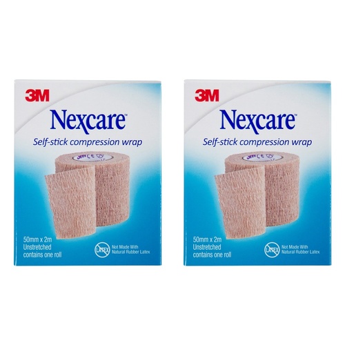 Nexcare Self Stick Compression Wrap 50mm Unstretched 2 Metres Pack of 2