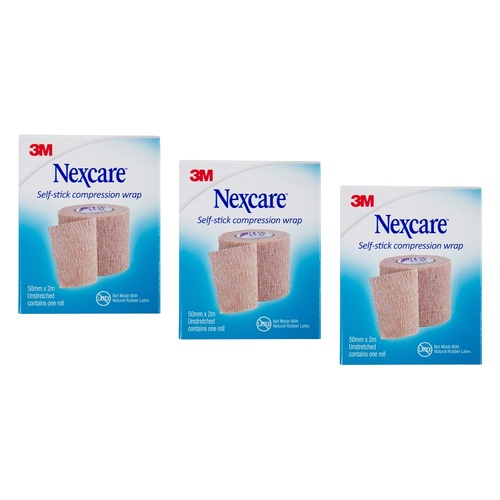 Nexcare Self Stick Compression Wrap 50mm Unstretched 2 Metres Pack of 3