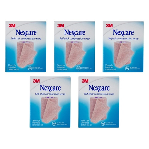 Nexcare Self Stick Compression Wrap 75mm Unstretched 2 Metres Pack of 5
