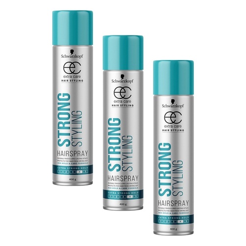 Schwarzkopf Extra Care Strong Styling Hairspray 400g Pack of 3