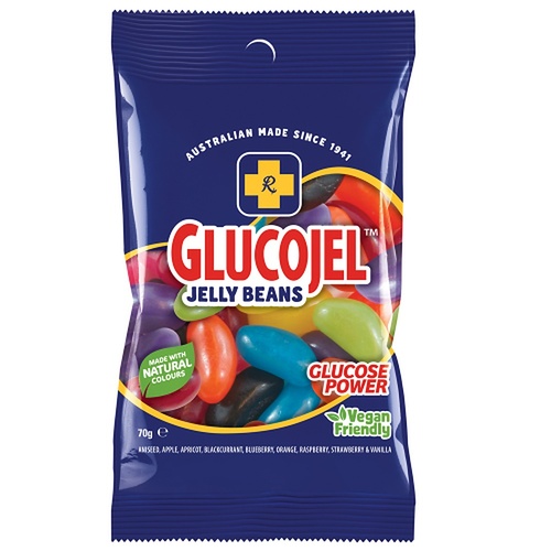 GLUCOJEL Jelly Beans 70g Glucose Energy Candy Vegan Friendly Lollies x 36
