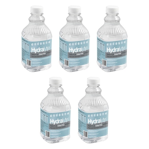 Hydralyte Colour Free Lemonade Flavoured Electrolyte Solution 1 L Pack of 5