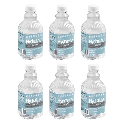 Hydralyte Colour Free Lemonade Flavoured Electrolyte Solution 1 L Pack of 6