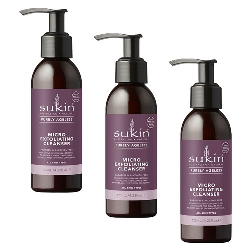 Sukin Purely Ageless Micro Exfoliating Cleanser 125mL Pack of 3