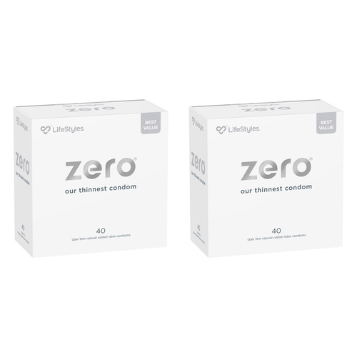 LifeStyles Zero Uber Thin Condoms 40 Pack x 3 Bundle of 2