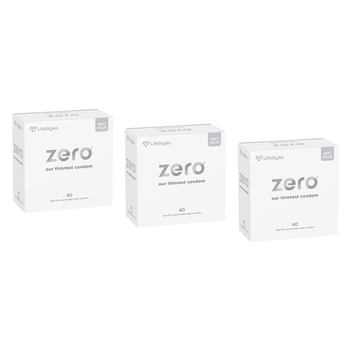 LifeStyles Zero Uber Thin Condoms 40 Pack x 3 Bundle of 3