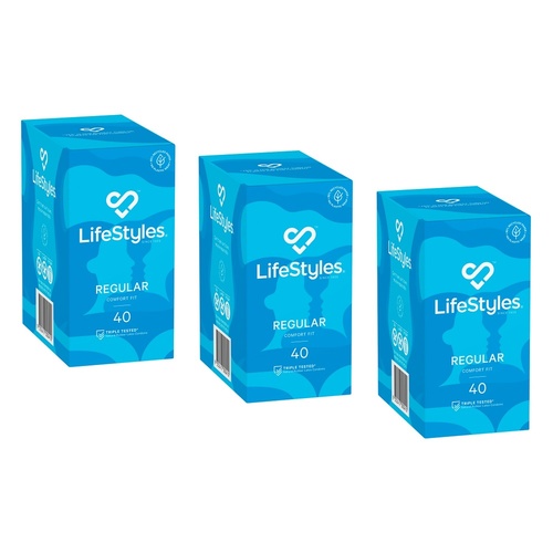 LifeStyles Regular Condoms 40 Pack x 2 Bundle of 3