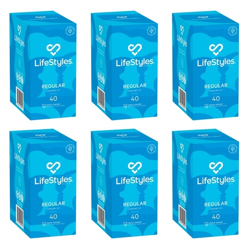 LifeStyles Regular Condoms 40 Pack x 2 Bundle of 6
