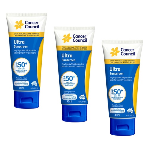Cancer Council Ultra Sunscreen SPF 50+ 35mL Pack of 3