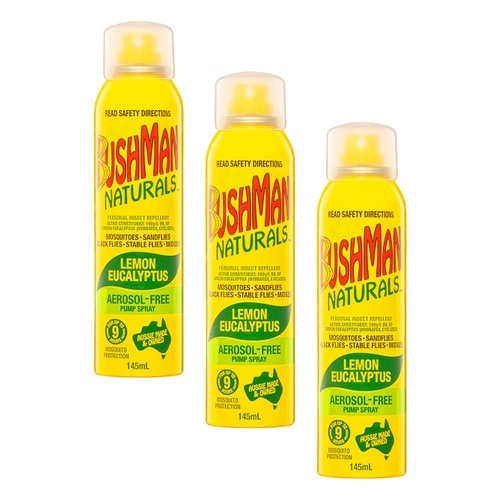 Bushman Naturals Repellent Aerosol-Free Pump Spray 145mL Pack of 3